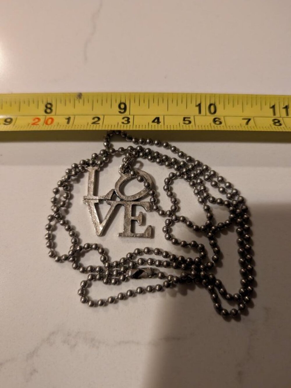 Vintage Silver Toned Large "Love" Pendant Necklace